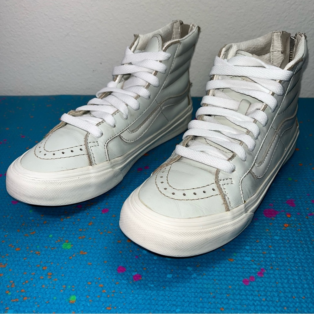 VANS Sk8-Hi Sneakers Women Size 6 Light Blue Leather HIgh Top Shoes Skate unisex
